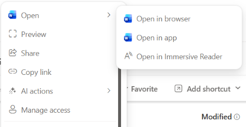 Screenshot of editing file in browser from sharepoint