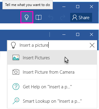 Word ribbon showing the tell me text field