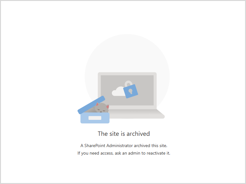 Screenshot of error message users receive when trying to access an archived OneDrive