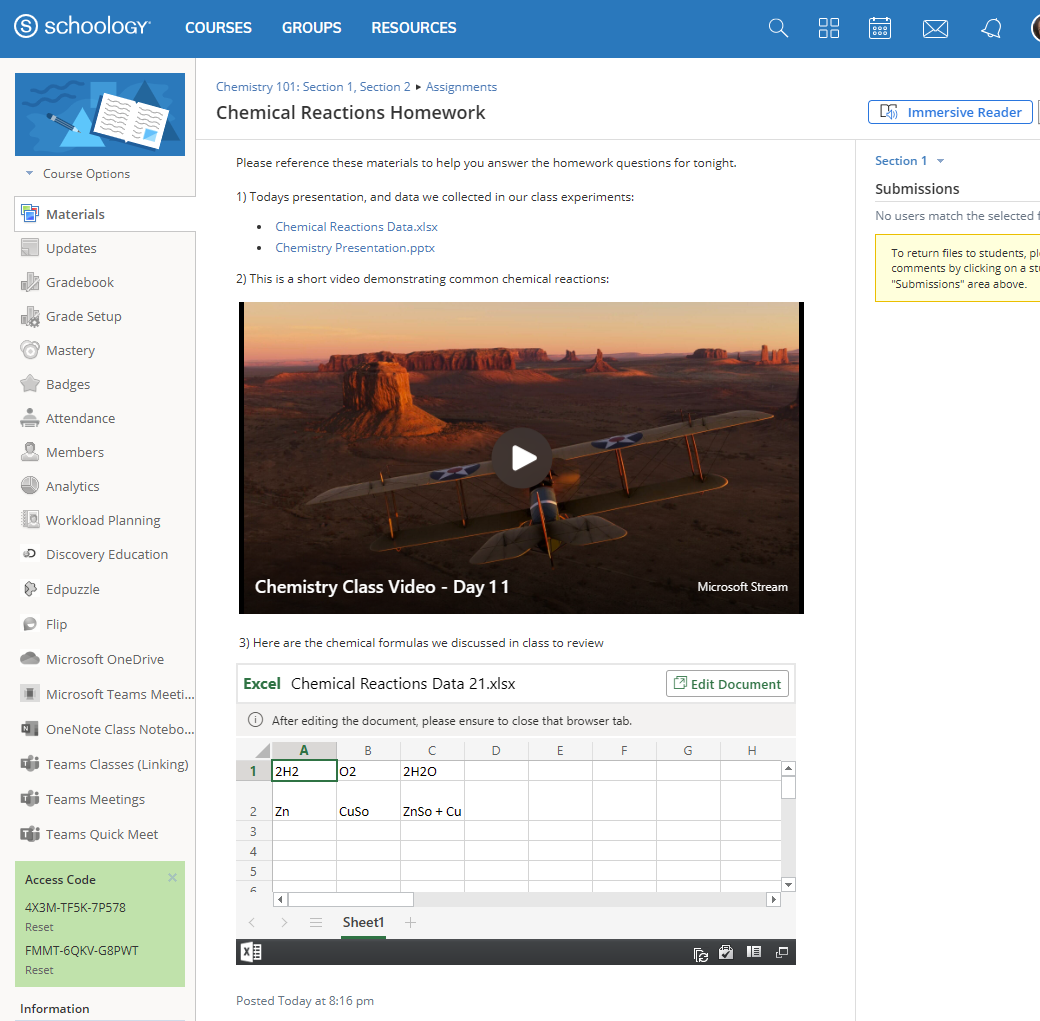 Link or embed OneDrive documents in the Schoology Rich Text Editor and preview your content.