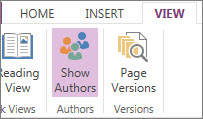 Show Authors command on the View tab