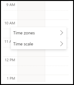 Time zones and Time scale options in the calendar.
