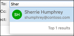 Search directory results in Outlook.