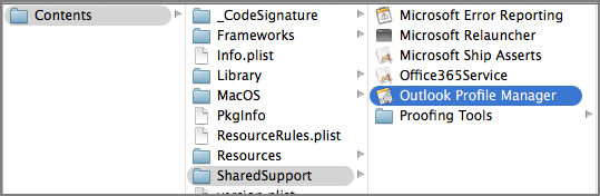 Show package contents for Outlook