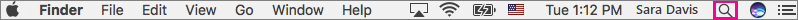 Spotlight is on the menu bar