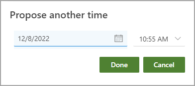 Date and time options under Propose New time option.