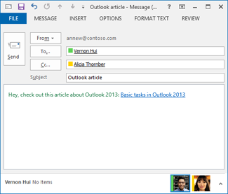 revised hyperlink text in an email message