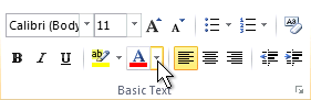 Font Color more command on the ribbon