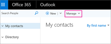 An image of what the People page looks like in Outlook on the web