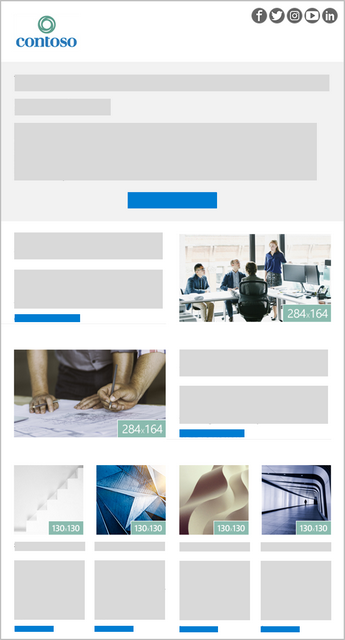 A 6-image Outlook newsletter template
