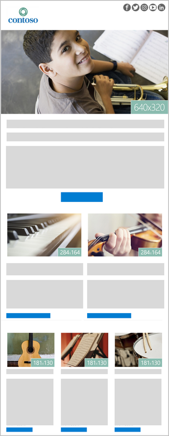 A 6-image Outlook newsletter template
