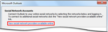 Link to Outlook Social Connector provider page