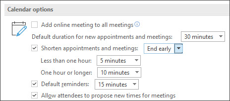 Calendar Options