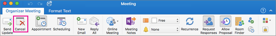 Cancel a meeting button