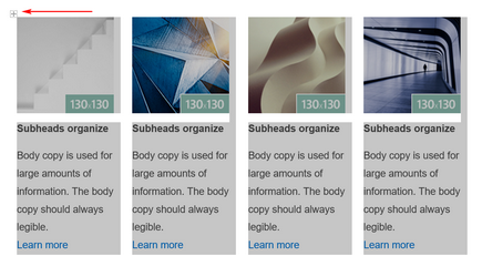 Iimage of a row selector and a selected row in an Outlook email newsletter