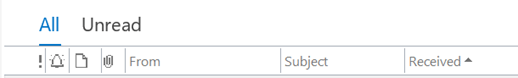 At the top of the message list, you can filter the current folder to just unread messages, or you can show all messages.