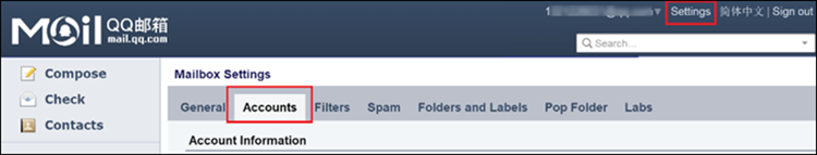 Select Settings and then Accounts.