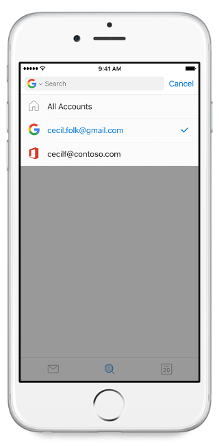 Shows a mobile screen, with accounts listed below the All Accounts heading