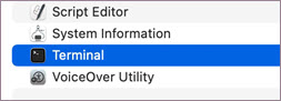 Select Terminal in applications