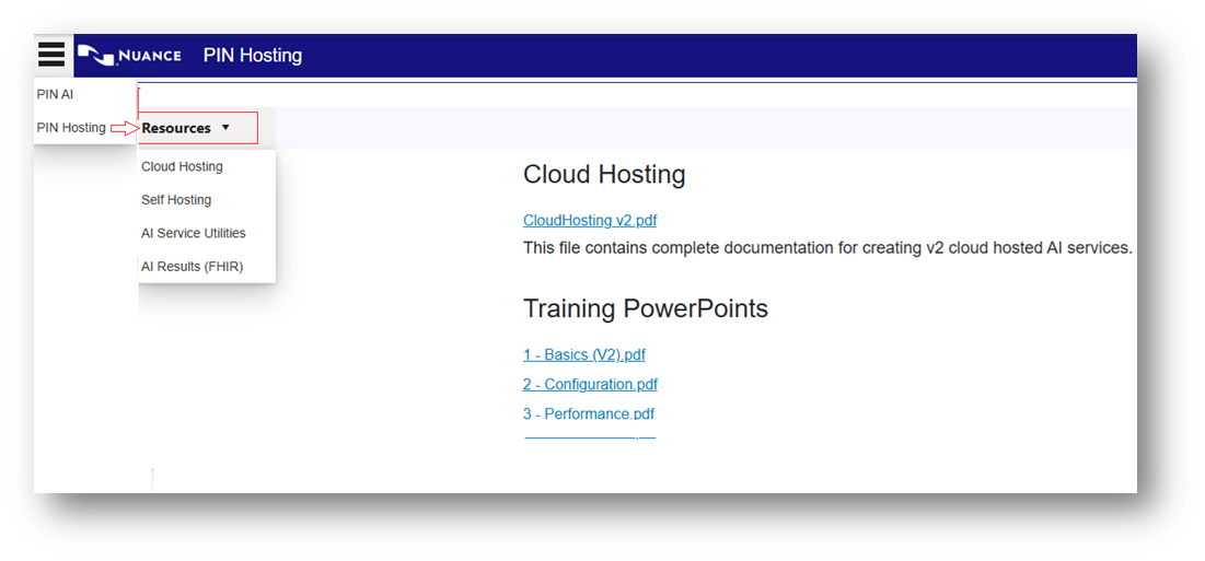 Image shows resources available in the user portal