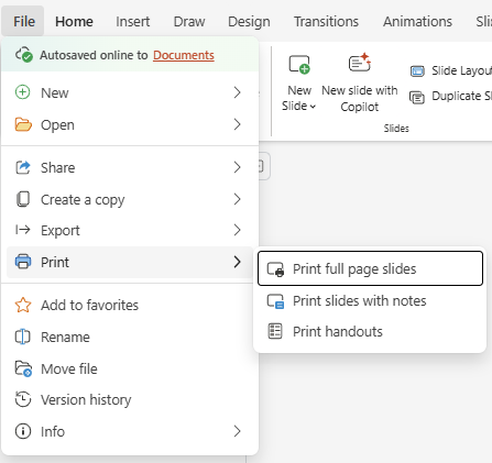 Screenshot of print window.