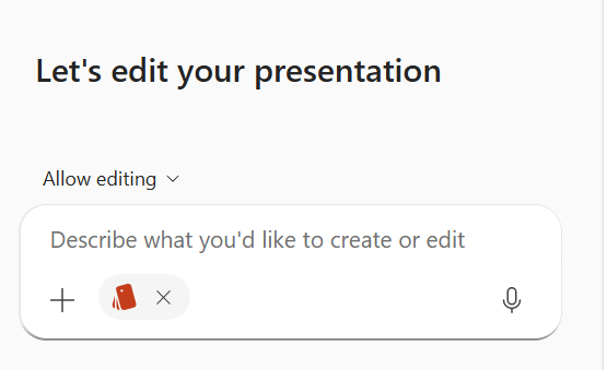 Screenshot showing a selected Brand kit in the Copilot prompt.