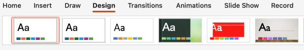 Screenshot of Design tab.