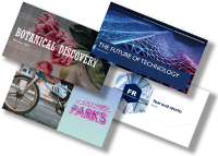 Four colorful PowerPoint presentation title slides