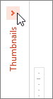 Screenshot of collapsed Thumbnails bar.