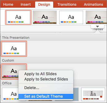 Click Set as Default Theme