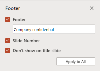 Footer pane for PowerPoint for the Web