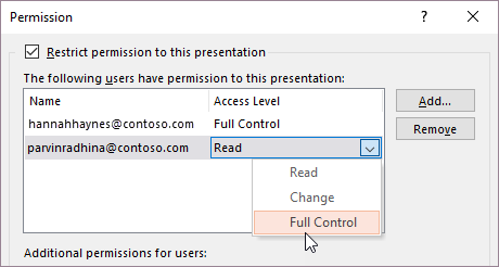 Set full control for users