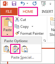 From the Paste menu, choose the Keep Source Formatting icon.