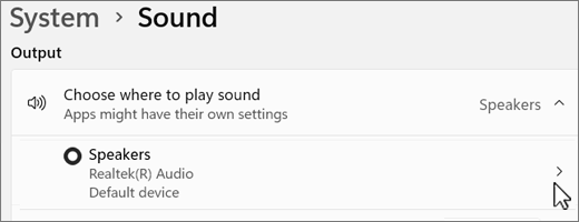 How to select Speakers in the Sound settings.