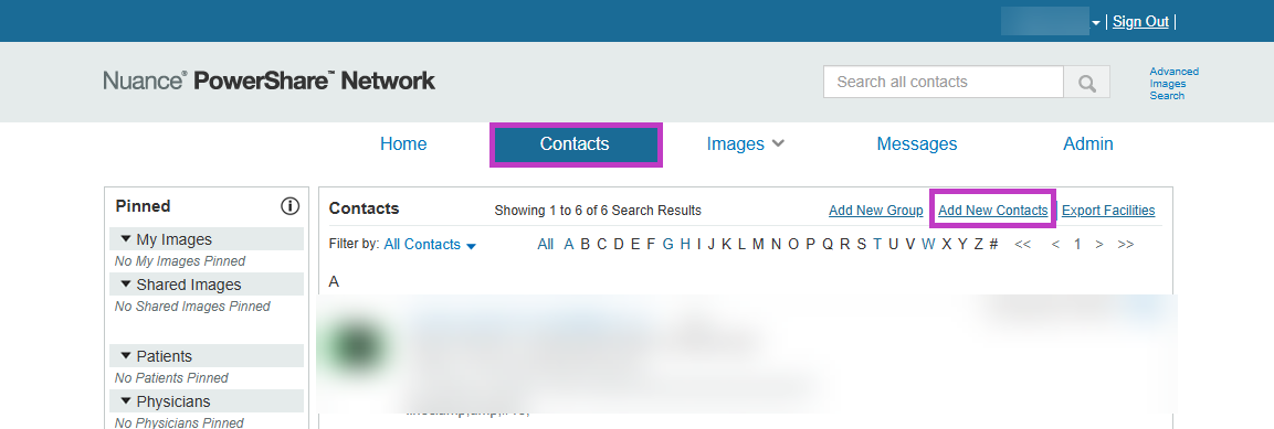 The image displays a Nuance® PowerShare network interface, featuring a searchable contact list, images, and various administrative functions. AI-generated content may be incorrect.