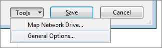 Tools menu on the Save As dialog box