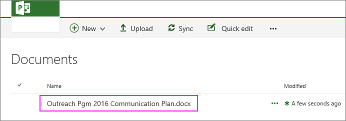 The file is added to the document library for the project.
