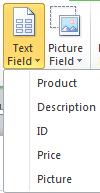 Insert text fields in a catalog merge