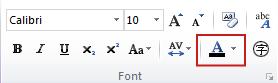 Text color button in Publisher 2010