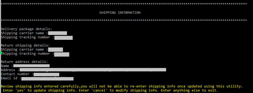 Azure Offline Backup Disk Preparation utility showing shipping information fields