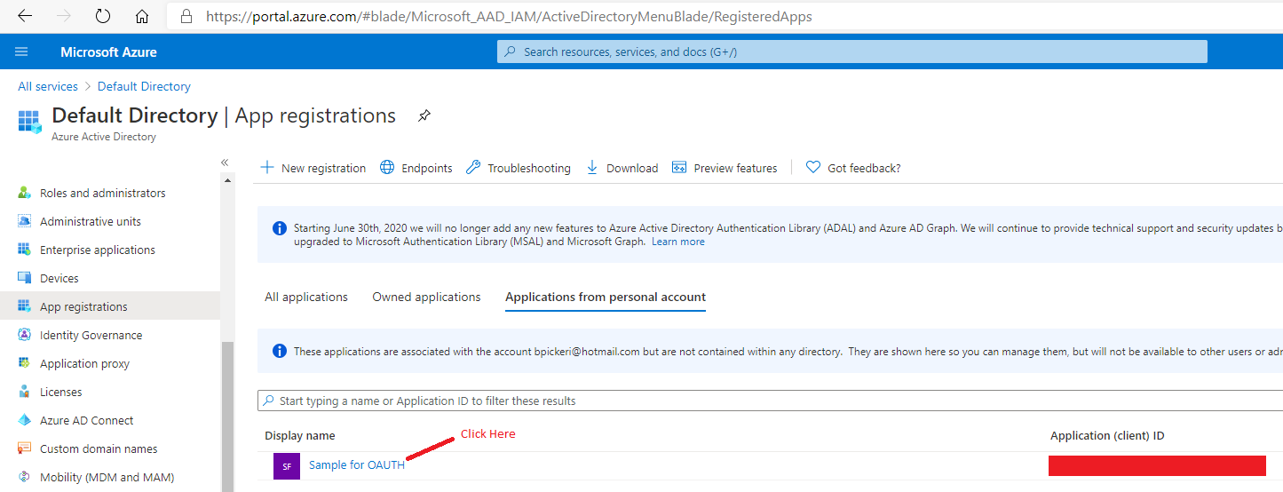 Azure Active Directory - App Registrations