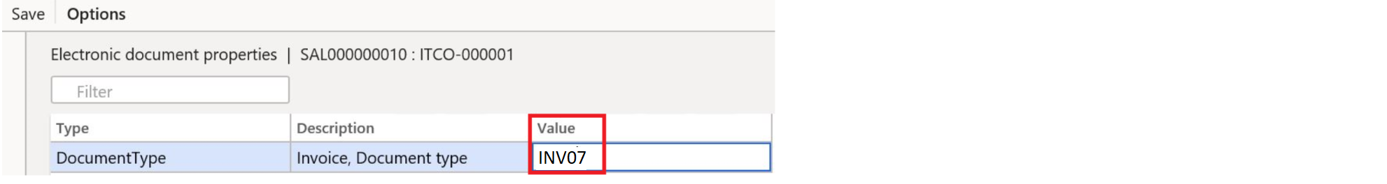 Screenshot showing In the next form enter a required Invoice type