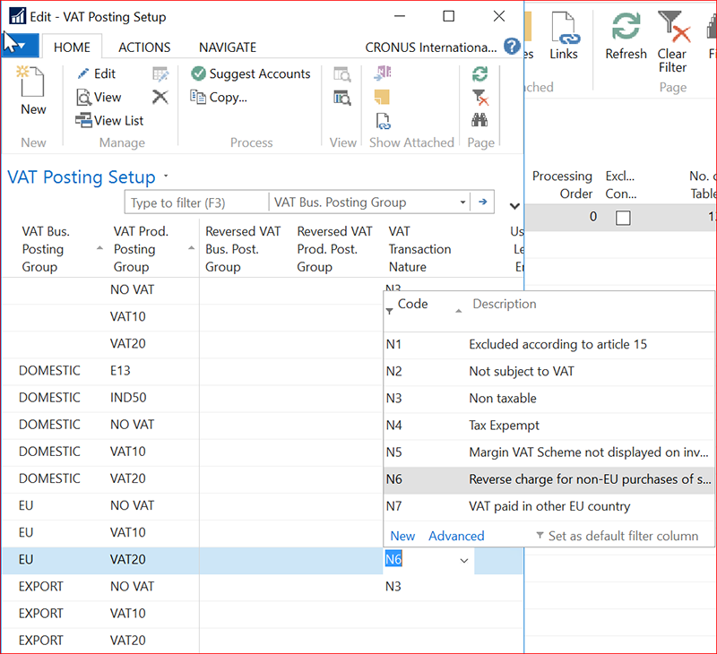 Screenshot for the VAT Posting Setup window