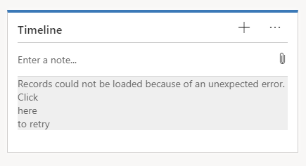 Timeline does not render displaying Records could not be loaded