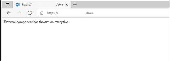 Screenshot of alternative error message.