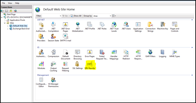 Screenshot of Default Web Site page.