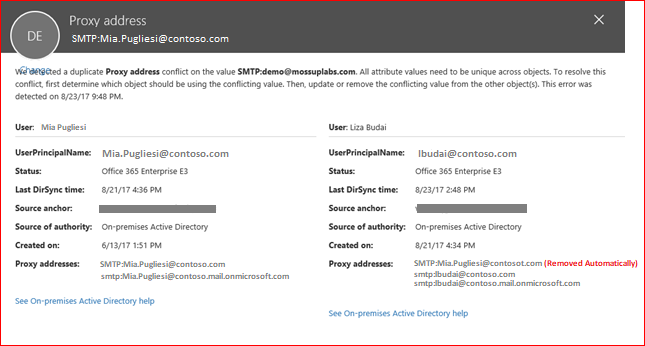 A screenshot of the conflict error example