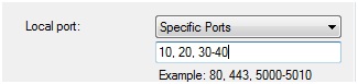 Local ports specified