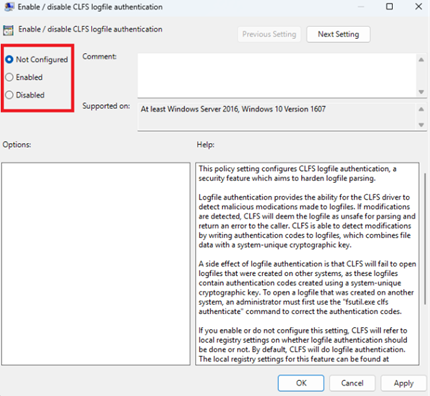 Select Enable or Disable