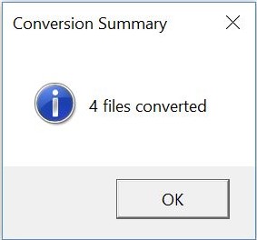 the screenshot of the conversion summary dialog box